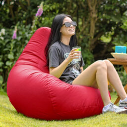 Icon Dalton Adults High Back  Indoor Outdoor Bean Bag Chair & Footstool Pouffe Red - thumbnail 2