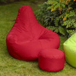 Icon Dalton Adults High Back  Indoor Outdoor Bean Bag Chair & Footstool Pouffe Red - thumbnail 3