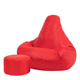 Icon Dalton Adults High Back  Indoor Outdoor Bean Bag Chair & Footstool Pouffe Red