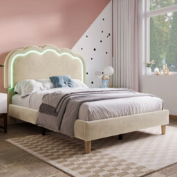 Single Velvet Bed With Led & Adjustable Headboard - thumbnail 6