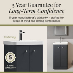Balterley Flashbrook Modern Bathroom Floor Standing 2 Door Vanity Unit Basin, Dark Grey, 505mm - thumbnail 4