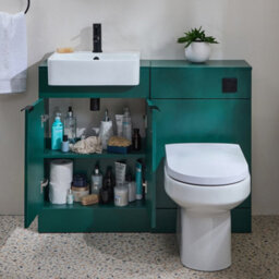 Homestylestore 1050mm Dark Oak Bathroom Combination Vanity Toilet Wc Unit With Black Pull Handle - thumbnail 1