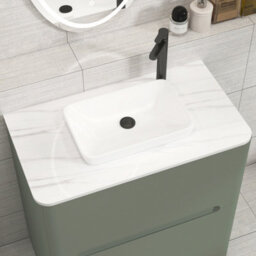 Royal Bathrooms Venice 800mm Sage Green Freestanding Bathroom Countertop Vanity Unit 2 Drawer With Qubix Basin - thumbnail 6
