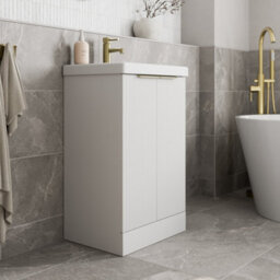 Affine Fluted 500mm Bathroom Vanity Unit Basin Floorstanding Cupboard Soft Close White - thumbnail 2