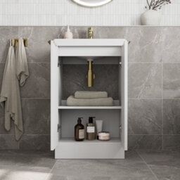 Affine Fluted 500mm Bathroom Vanity Unit Basin Floorstanding Cupboard Soft Close White - thumbnail 3