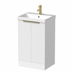 Affine Fluted 500mm Bathroom Vanity Unit Basin Floorstanding Cupboard Soft Close White - thumbnail 4