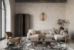 Mayfair Living Room Area Rug Metallic Sheen Contemporary Modern Canvas Design - Black 200Cm X 290Cm - thumbnail 3