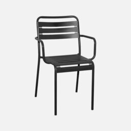 Sweeek - Set Of 2 Stackable Steel Garden Armchairs Amelia Anthracite 50.4X53X79.5 Cm - thumbnail 2