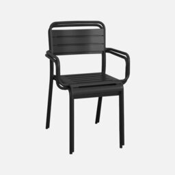 Sweeek - Set Of 2 Stackable Steel Garden Armchairs Amelia Anthracite 50.4X53X79.5 Cm - thumbnail 3