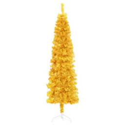 Berkfield Slim Artificial Half Christmas Tree With Stand Gold 180 Cm - thumbnail 4
