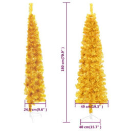 Berkfield Slim Artificial Half Christmas Tree With Stand Gold 180 Cm - thumbnail 8