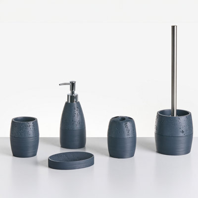 Beliani 5-Piece Bathroom Accessories Set Yarapa Dark Blue - image 1