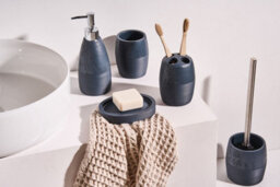Beliani 5-Piece Bathroom Accessories Set Yarapa Dark Blue - thumbnail 2