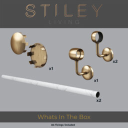 Stiley Living Marble Effect/antique Brass Stair Handrail Kit 2.4M, Wall Mounted Banister Rail, 10Yr Guarantee - thumbnail 2