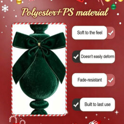 Amorly Green Flocked Finial Ornaments,4Pcs Christmas Tree Hanging Finials With Bow, Soft Texture For Xmas Tree Festive Home Decor - thumbnail 6