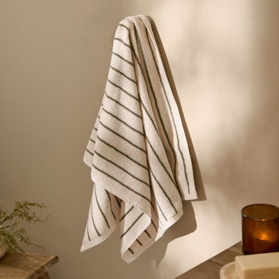 Yard Hebden Narrow Striped 100% Cotton Hand Towel, Olive, 50 X 100Cm - image 1
