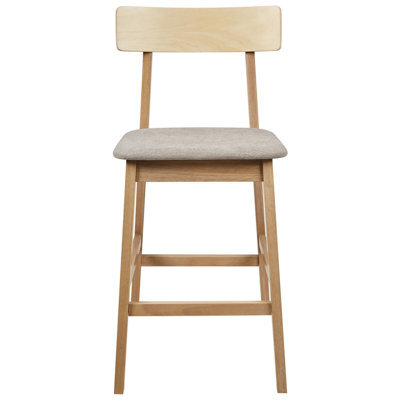 Wyld And Coco Set Of 2 Bar Chairs Light Brown Taupe Rubberwood Seats For Kitchen Island And Breakfast Bar - image 1