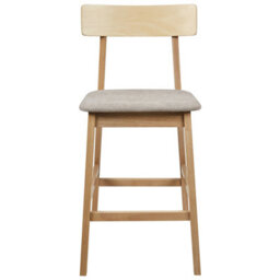Wyld And Coco Set Of 2 Bar Chairs Light Brown Taupe Rubberwood Seats For Kitchen Island And Breakfast Bar - thumbnail 1