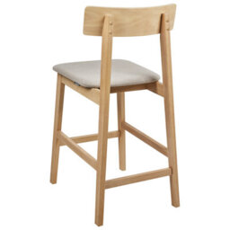 Wyld And Coco Set Of 2 Bar Chairs Light Brown Taupe Rubberwood Seats For Kitchen Island And Breakfast Bar - thumbnail 6