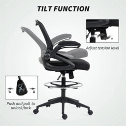 Office Stool, 360 Degree Swivel Height Adjustable Chair, Black - thumbnail 5