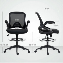 Office Stool, 360 Degree Swivel Height Adjustable Chair, Black - thumbnail 2