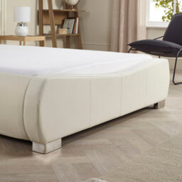 Luxurious 4Ft6 Double Dorado White Faux Leather Bed - thumbnail 4