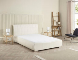 Luxurious 4Ft6 Double Dorado White Faux Leather Bed - thumbnail 2