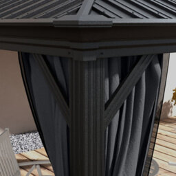 Outsunny 3 X 3.7M Aluminium Outdoor Hardtop Gazebo Canopy 2-Tier Roof Dark Grey - thumbnail 9