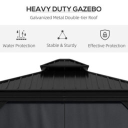Outsunny 3 X 3.7M Aluminium Outdoor Hardtop Gazebo Canopy 2-Tier Roof Dark Grey - thumbnail 4