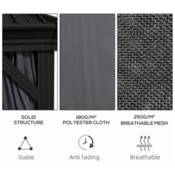 Outsunny 3 X 3.7M Aluminium Outdoor Hardtop Gazebo Canopy 2-Tier Roof Dark Grey - thumbnail 5