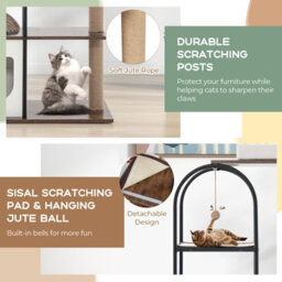 Costway 118 Cm Cat Tree Tower Cat Condo Activity Center W/ Metal Frame Scratching Posts - thumbnail 8