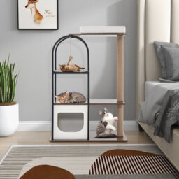 Costway 118 Cm Cat Tree Tower Cat Condo Activity Center W/ Metal Frame Scratching Posts - thumbnail 4