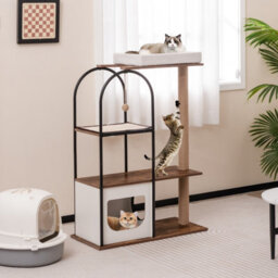 Costway 118 Cm Cat Tree Tower Cat Condo Activity Center W/ Metal Frame Scratching Posts - thumbnail 1