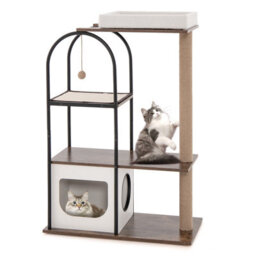Costway 118 Cm Cat Tree Tower Cat Condo Activity Center W/ Metal Frame Scratching Posts - thumbnail 2