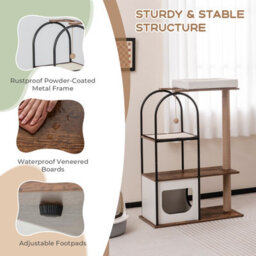 Costway 118 Cm Cat Tree Tower Cat Condo Activity Center W/ Metal Frame Scratching Posts - thumbnail 7