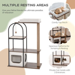 Costway 118 Cm Cat Tree Tower Cat Condo Activity Center W/ Metal Frame Scratching Posts - thumbnail 5