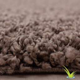 STALWART 120Cm Round Taupe Shaggy Rug - 5Cm Thick Pile Soft Touch Modern Circular Rug - Washable Area Rug - thumbnail 3