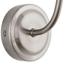 Modern Dimmable Wall Light Satin Nickel & Glass Shade Curved Arm Lamp Fitting - thumbnail 3