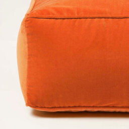 Homescapes Burnt Orange Velvet Pouffe Bean Cube - thumbnail 4