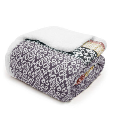 Velosso Textured Sherpa Throw Blanket With Tassled Edging For Sofa, Bed, Cosy Winter Essential, 130Cm X 180Cm - Charcoal