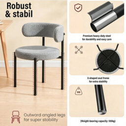 2Pcs Dining Chairs,round Upholstered Boucle Kitchen Dining Chairs - thumbnail 5