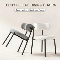 2Pcs Dining Chairs,round Upholstered Boucle Kitchen Dining Chairs - thumbnail 4