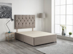 "Somnior Beds Ziggy 2Ft6 Small Single Divan Bed Base With 32"" Headboard - Silver Plush Velvet"