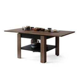 Heze Furniture Leo Modern Extending Coffee Table - Brown Oak & Black Matt - thumbnail 2