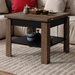 Heze Furniture Leo Modern Extending Coffee Table - Brown Oak & Black Matt - thumbnail 3