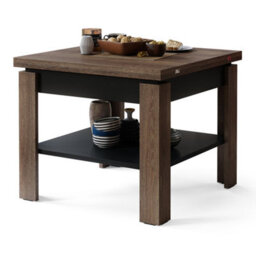 Heze Furniture Leo Modern Extending Coffee Table - Brown Oak & Black Matt