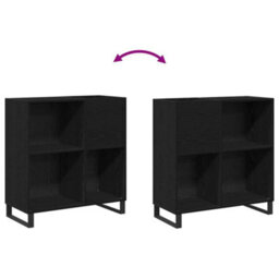 Walplus Record Cabinet Black Oak 85 X 38 X 89 Cm Engineered Wood - thumbnail 8