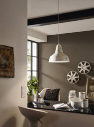 Eglo Somerton Single Pendant Light With Vintage White Finish Wbs - thumbnail 1