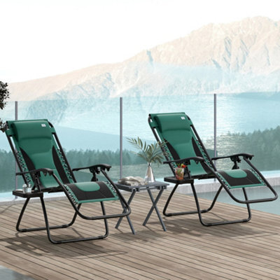 Outsunny 2 Pcs Zero Gravity Lounger Folding Recliner Chair W/ Cup Holder - image 1