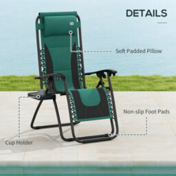 Outsunny 2 Pcs Zero Gravity Lounger Folding Recliner Chair W/ Cup Holder - thumbnail 7